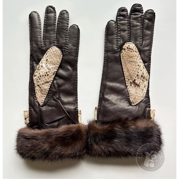 NWT Vintage Coach Women's Leather Gloves w/ Python - Style No. 2138 (Size 8) - Picture 3 of 7